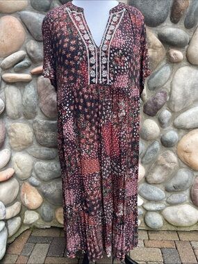 Knox Rose V-Neck Bohemian Floral Maxi Dress 1X